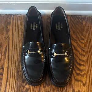 Bass Weejuns Black Leather Lianna Lug Horsebit Loafers